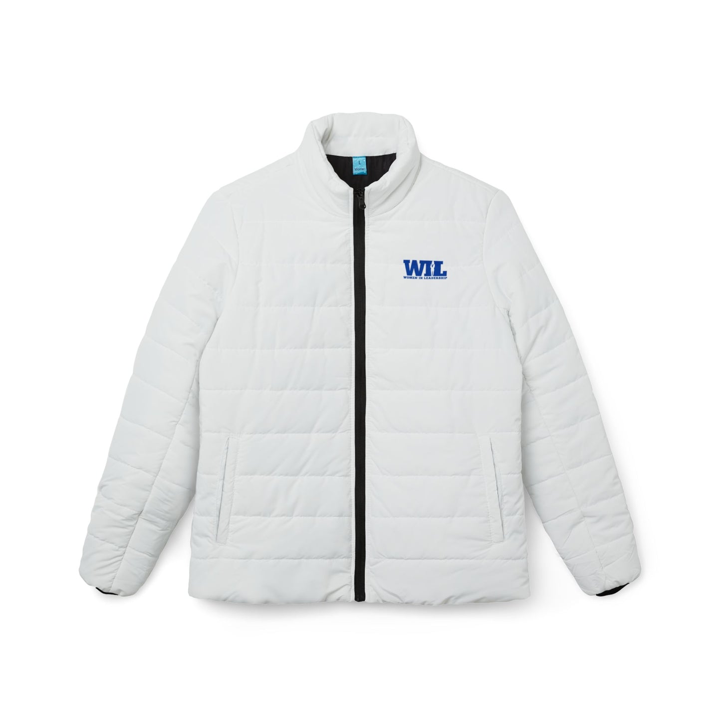 Women in Leadership White Ladies’ Puffer Jacket – Quilted Insulated Coat