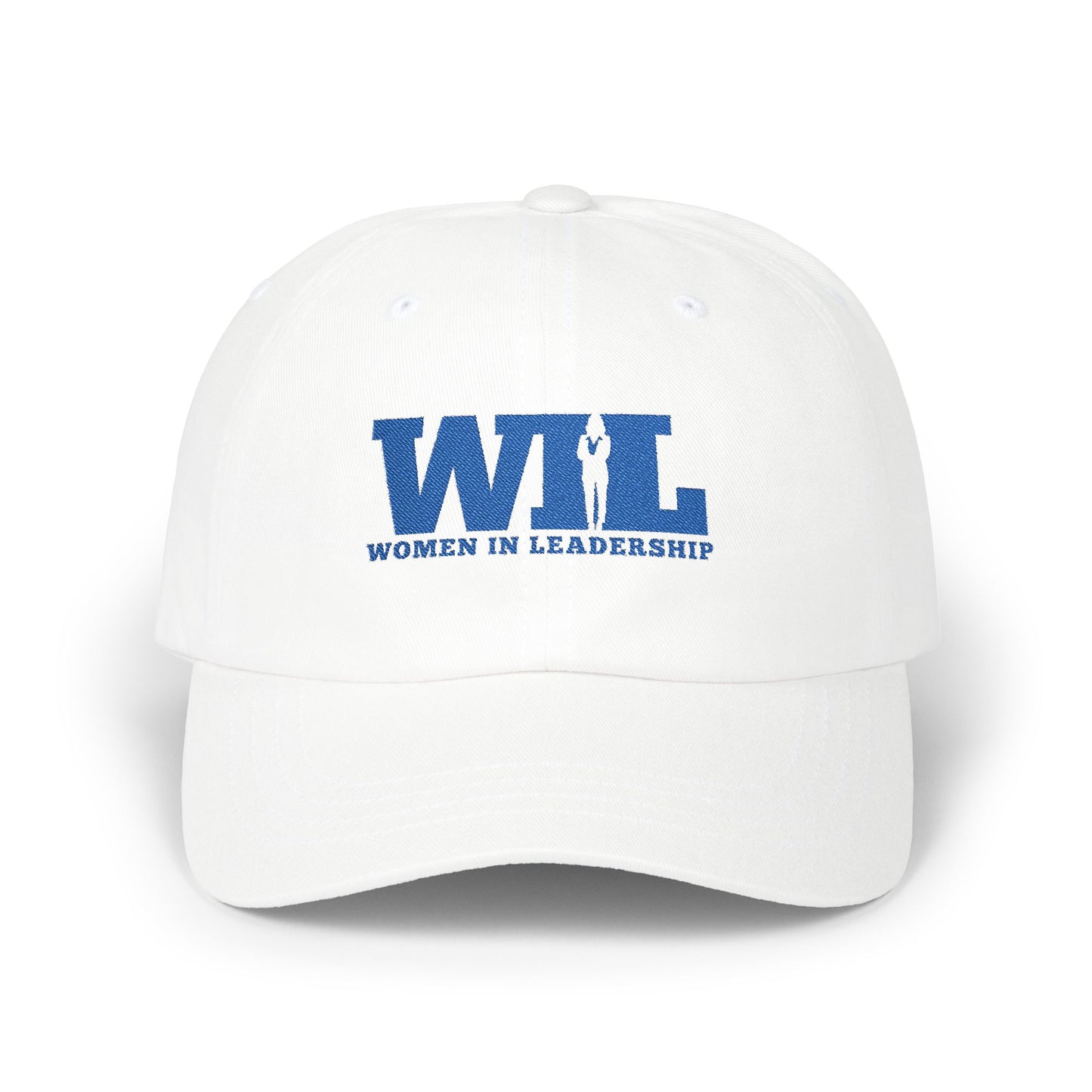 Women in Leadership Baseball Hat- White with Blue Embroidered Logo