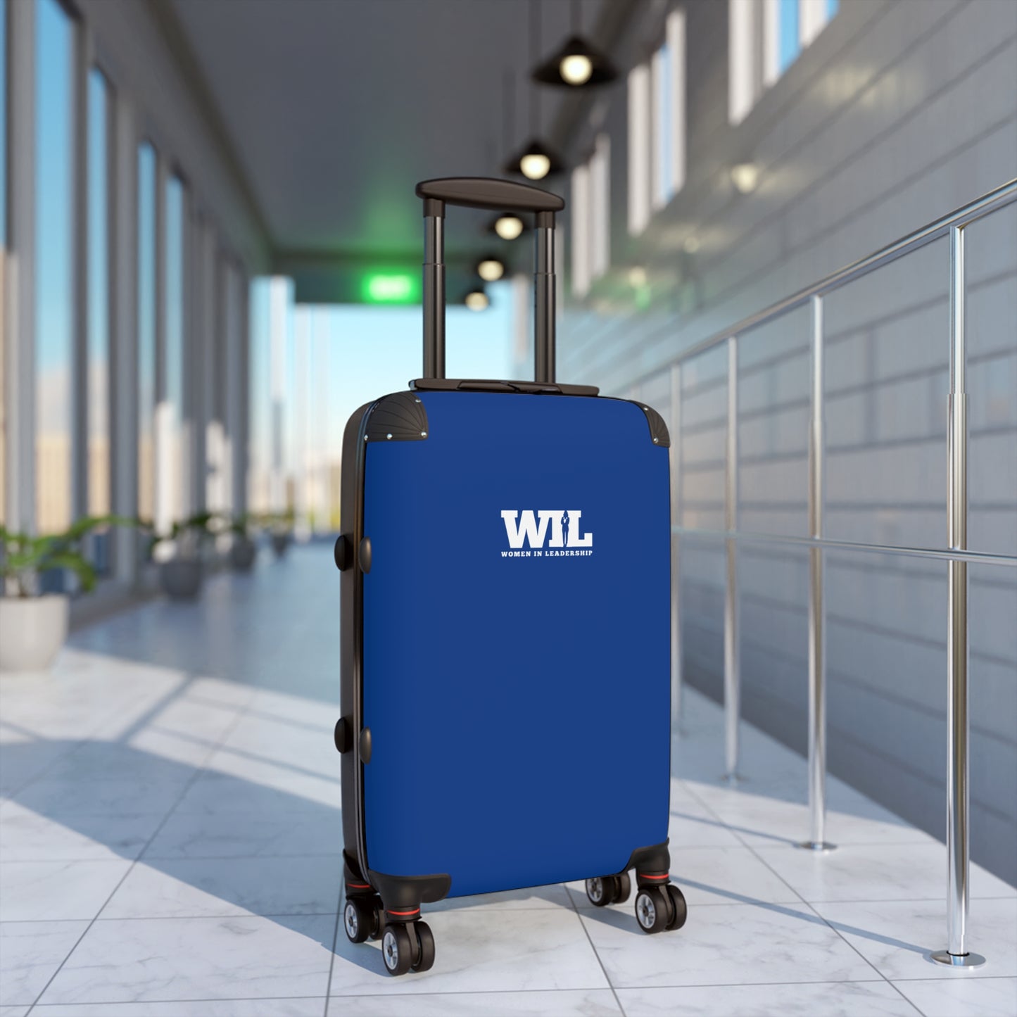 Women in Leadership Carry-On Suitcase – Compact Blue Travel Luggage with Telescoping Handle